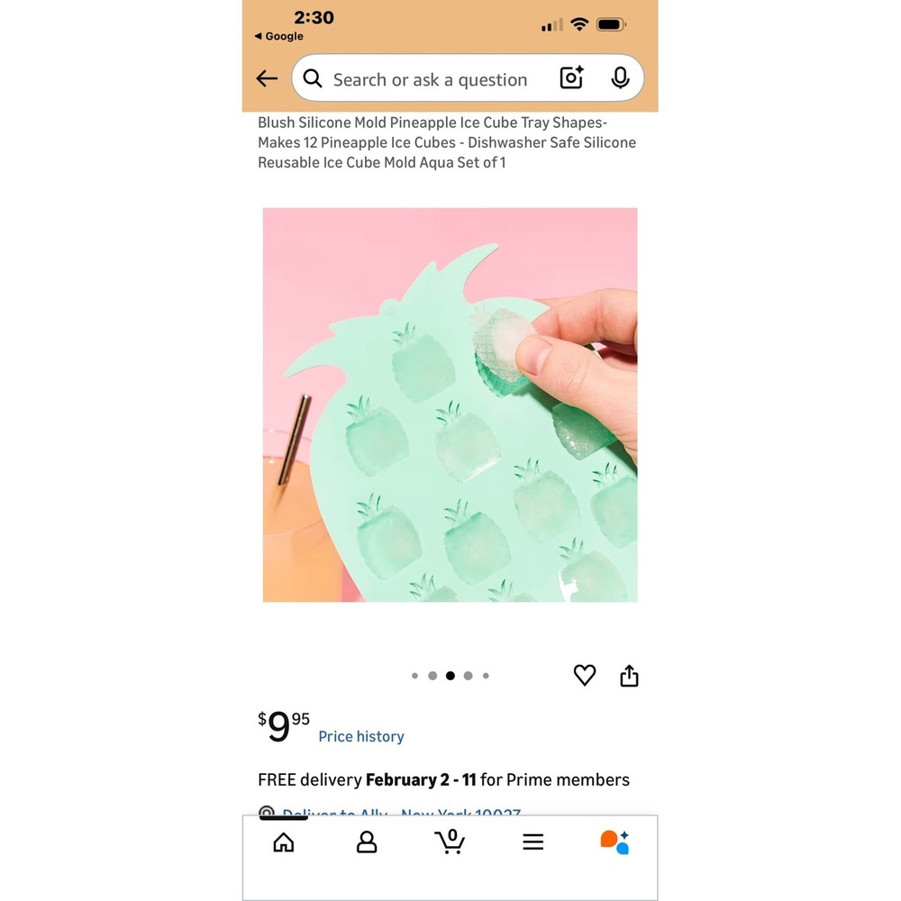Blush Silicone Pineapple Ice Cube Tray Mold Makes 12 Ice Cubes Aqua New Fun - Picture 2 of 5